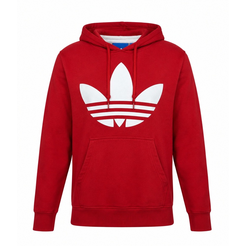 Adidas Originals Mens Trefoil Hoodie Red White Pullover Size XL